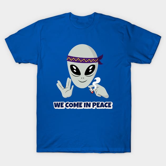 We come in peace 420 alien T-Shirt by Lemon Squeezy design 